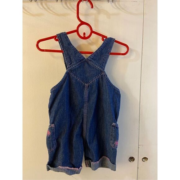 Carhartt short overalls girls 4t denim #13706 bunny and snails snaps - Picture 3 of 7